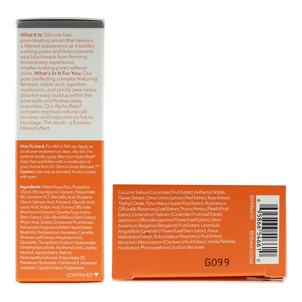 Dr Dennis Gross Alpha Beta Pore Perfecting & Refining Serum 30ml - Ingredients
