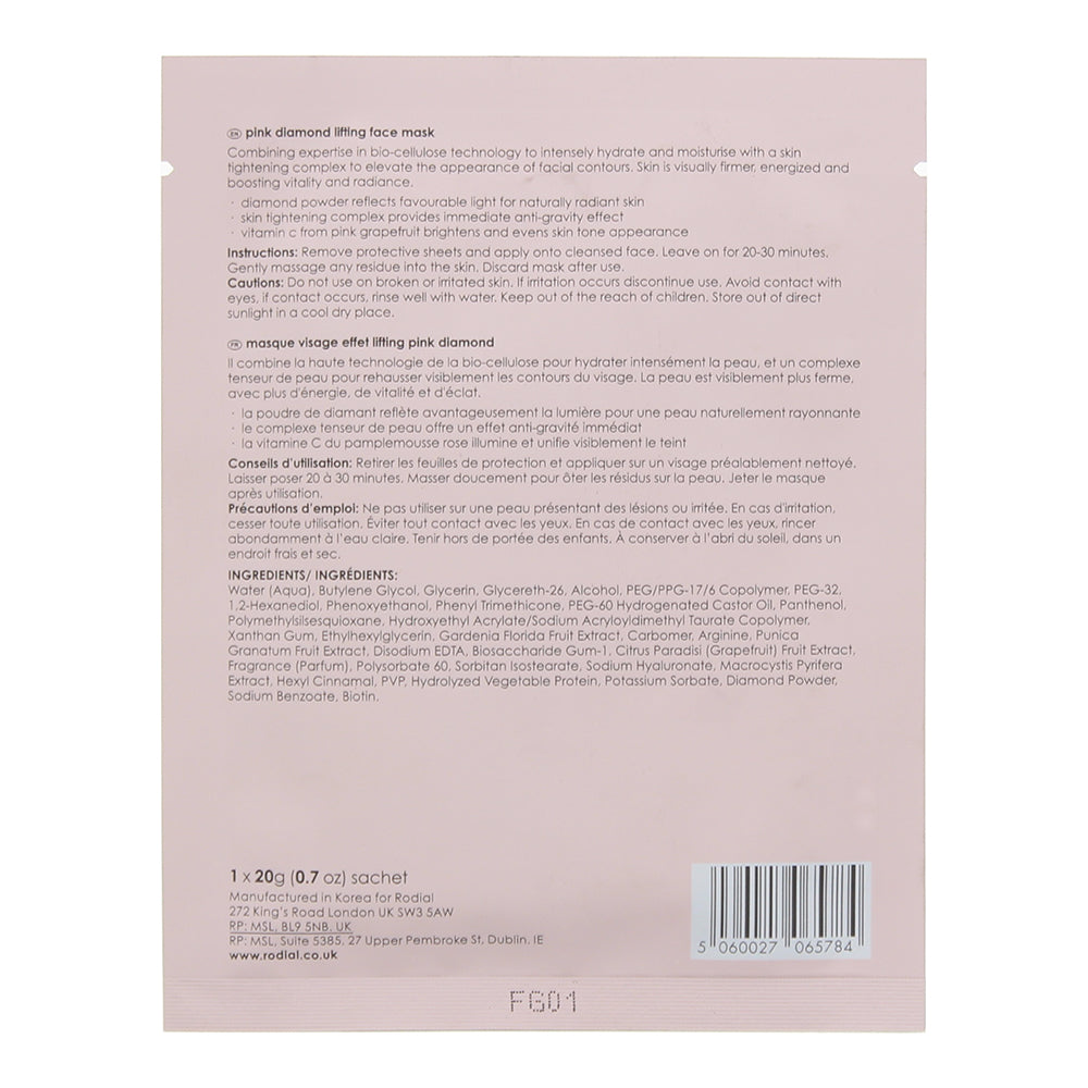 Rodial Pink Diamond Lift And Illuminate Face Mask 20g