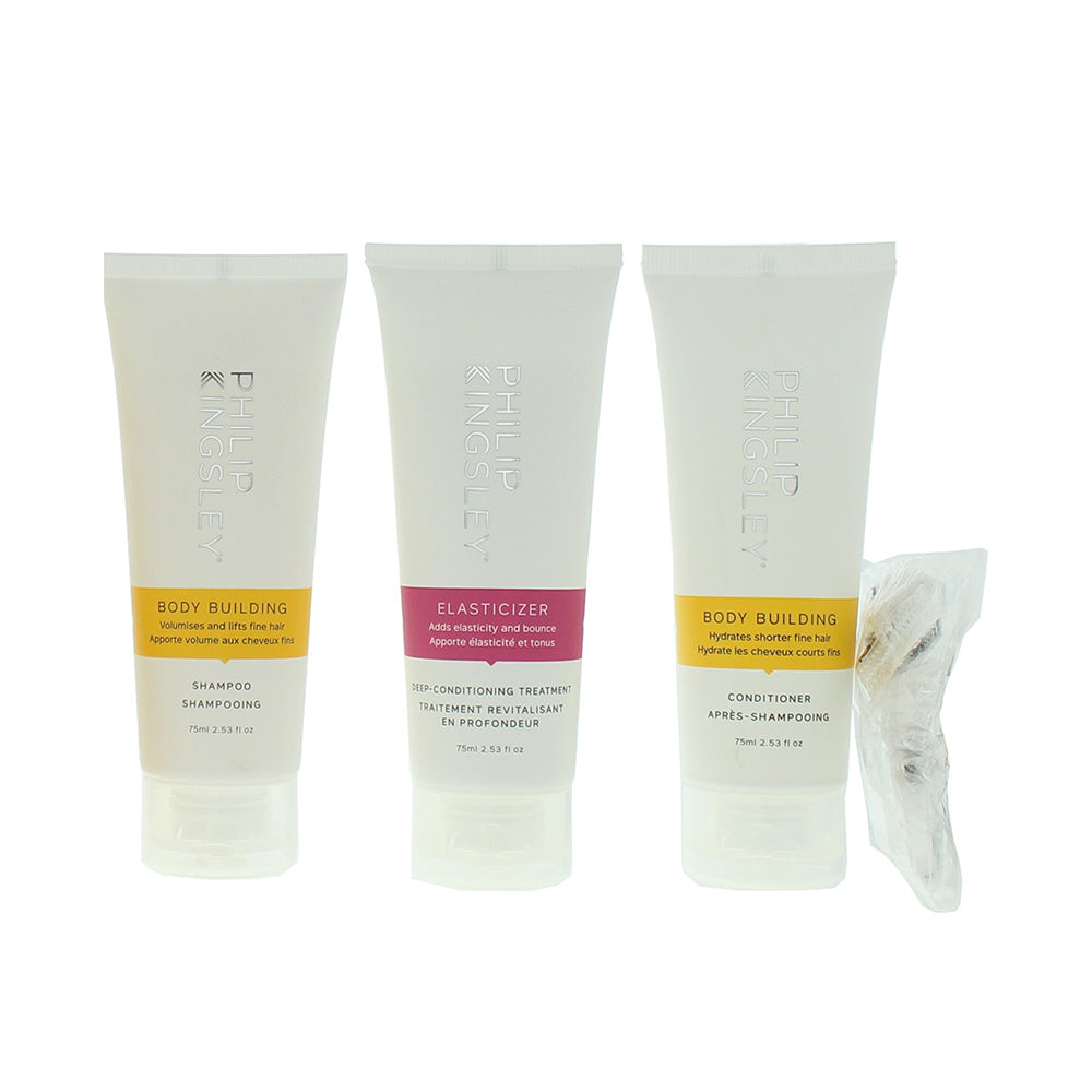 Philip Kingsley 3 Piece Gift Set: Body Building Shampoo 75ml - Body Building Conditioner 75ml - Elasticizer 75ml - Product