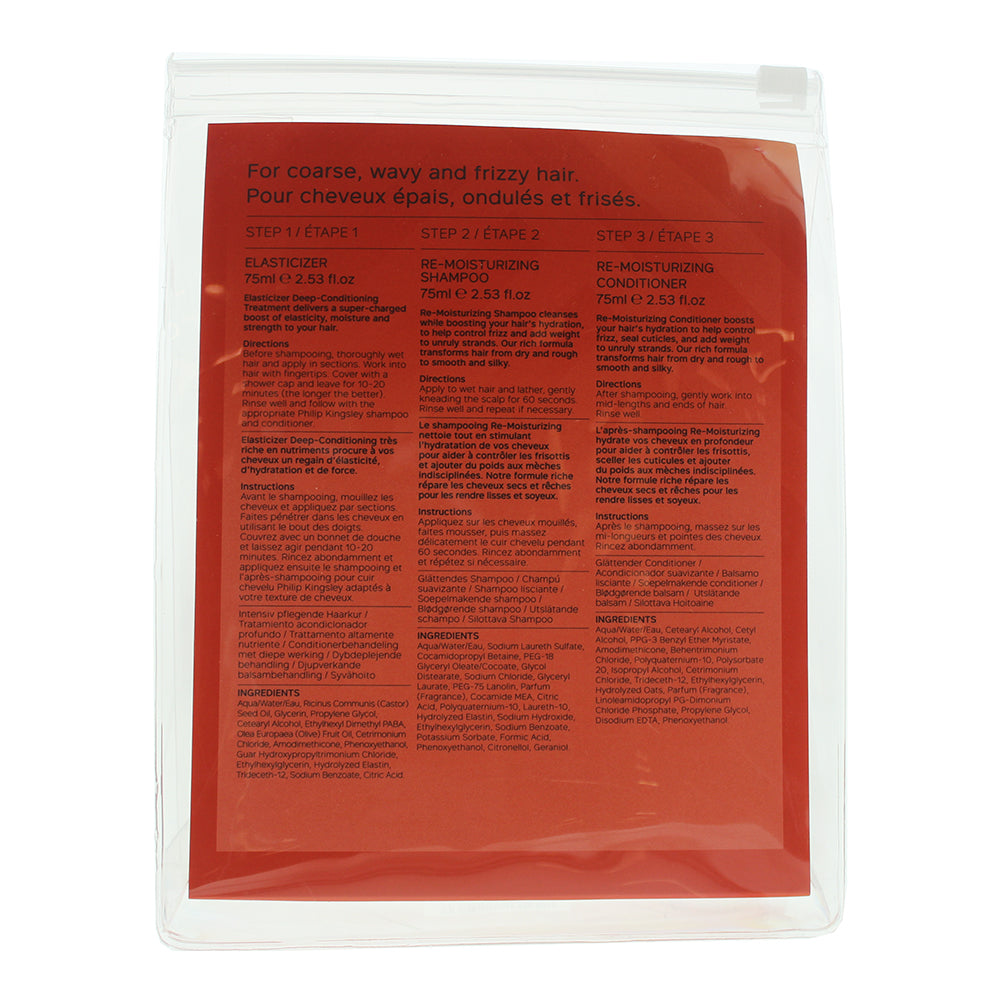 Philip Kingsley 3 Piece Gift Set: Re-Moisturizing Shampoo 75ml - Re-Moisturizing Conditioner 75ml - Elasticizer 75ml