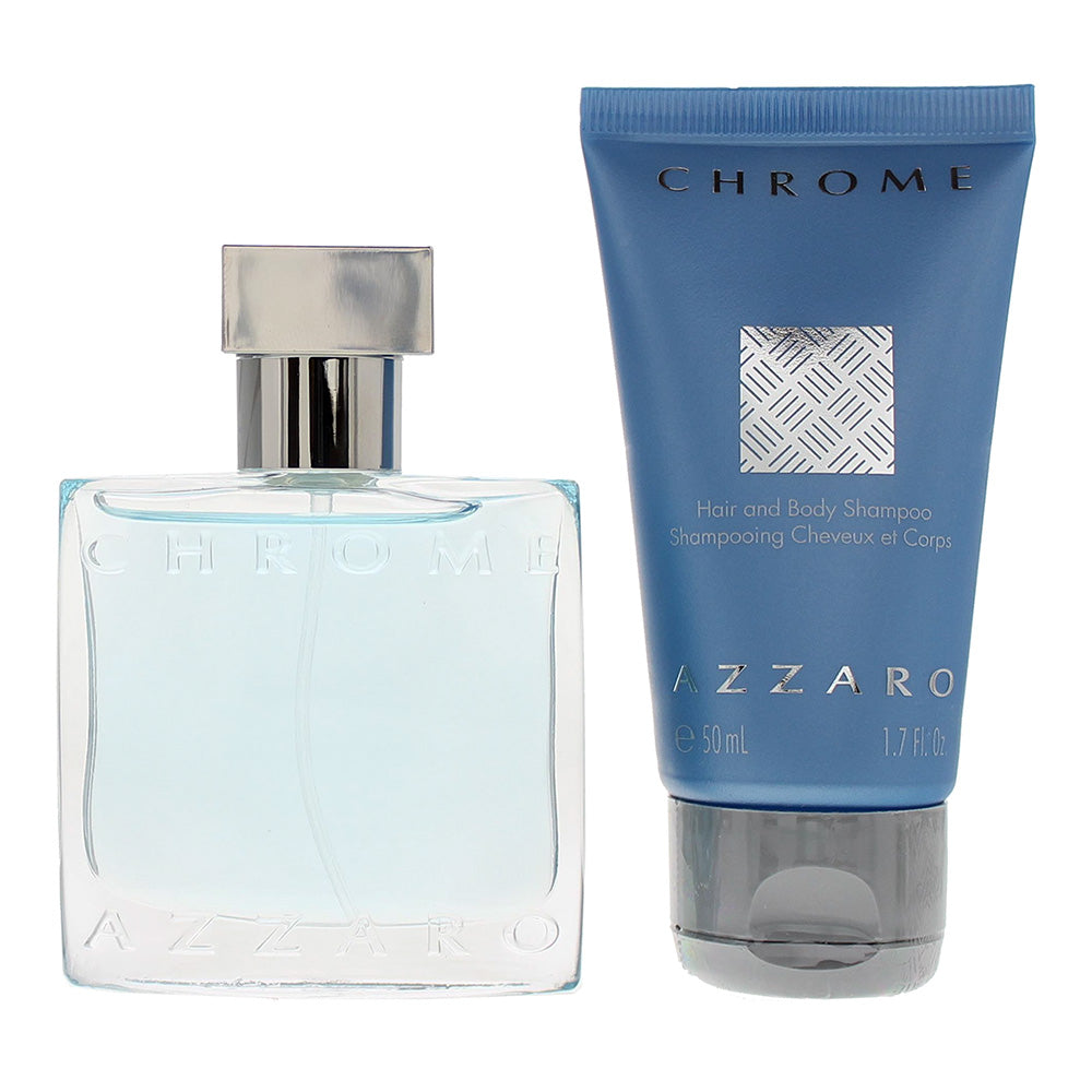 Azzaro Chrome 2 Piece Gift Set: Eau de Toilette 30ml - Hair And Body Shampoo 50m - Product