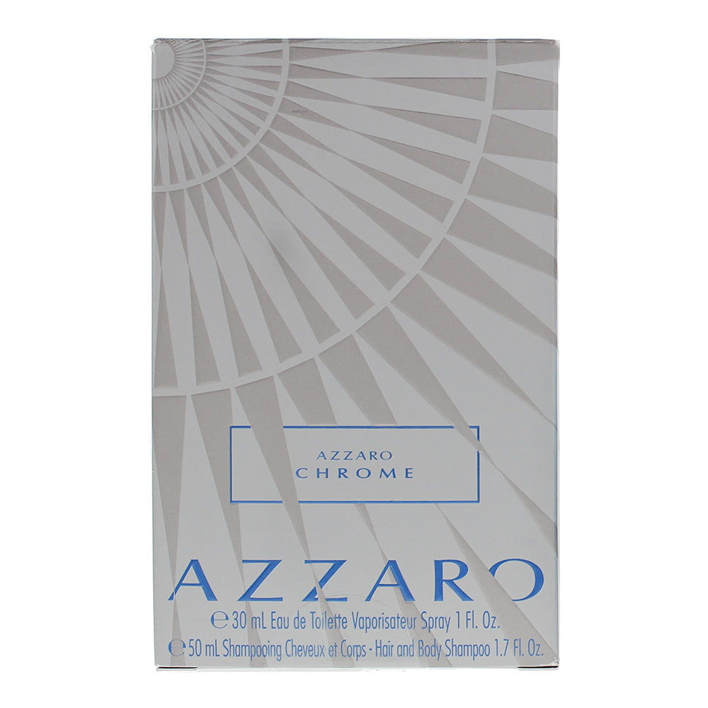 Azzaro Chrome 2 Piece Gift Set: Eau de Toilette 30ml - Hair And Body Shampoo 50m - Box