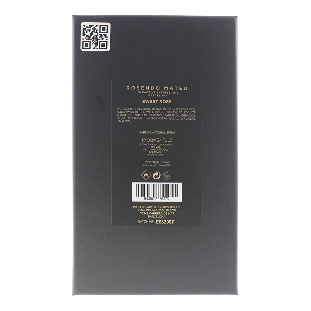 Rosendo Mateu Olfactive Expressions Barcelona Black Collection Sweet Rose Eau De Parfum 100ml