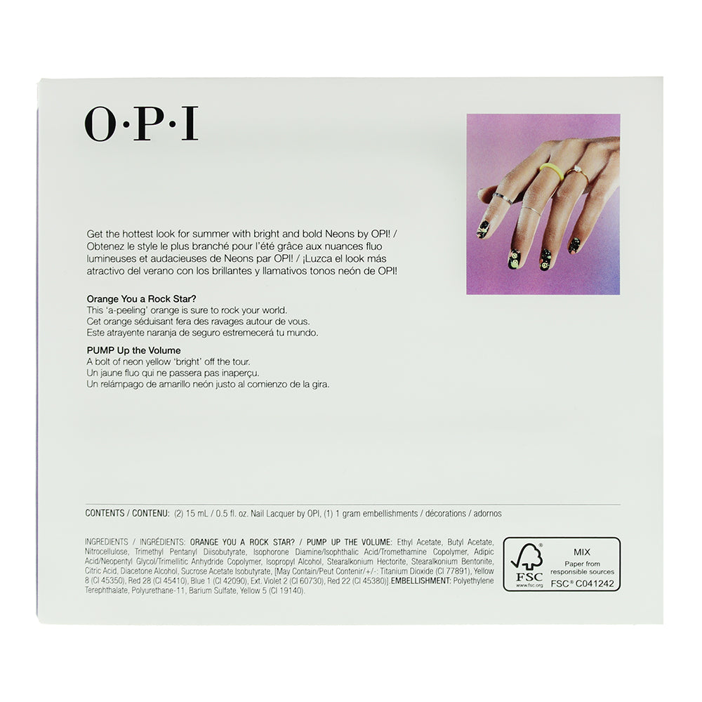 OPI Neon Bright Bokeh Gift Set Nail Polish 2 X 15ml & Decorations 1g - Ingredients