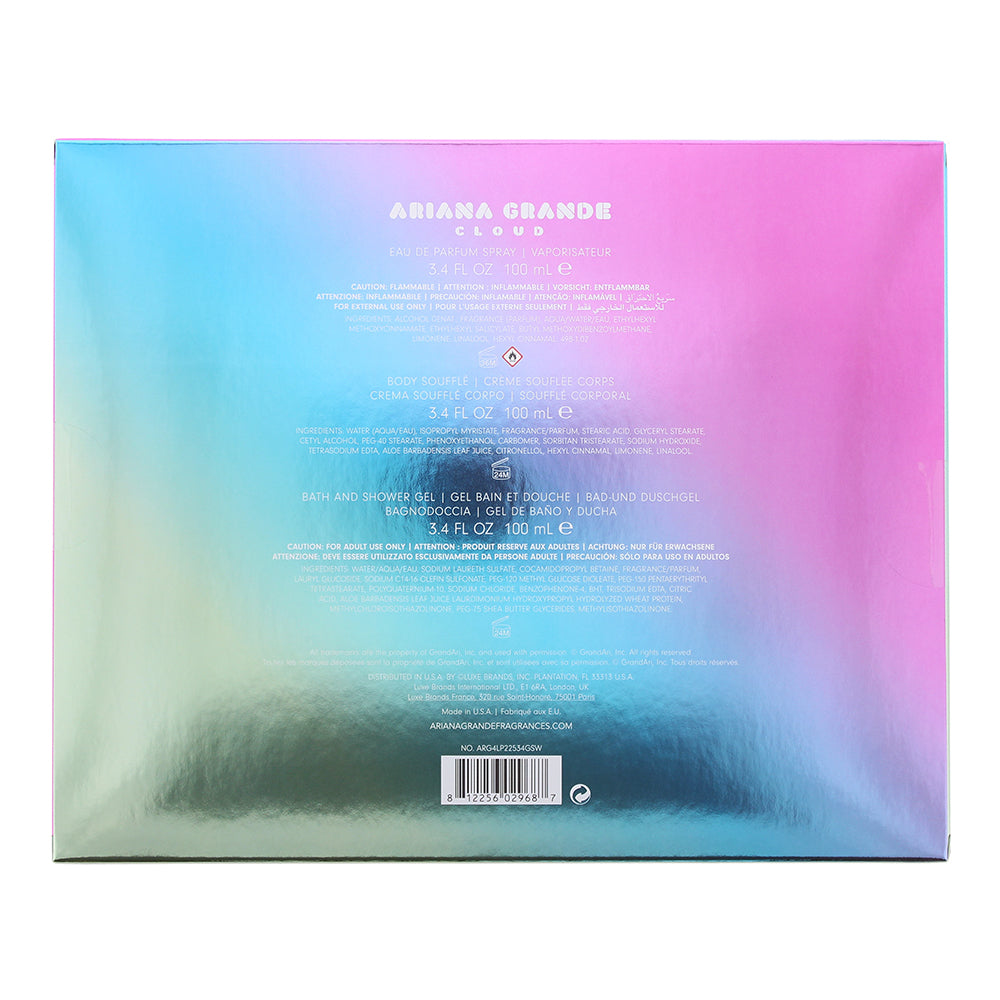 Ariana Grande Cloud 3 Piece Gift Set: Eau De Parfum 100ml - Body Lotion 100ml - Bath & Shower Gel 100ml