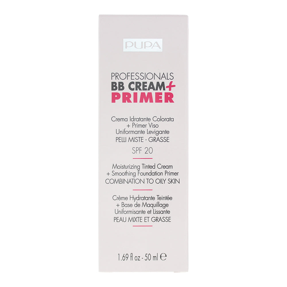 Pupa Professionals BB Cream + Primer 001 Nude SPF 20 Tinted Cream 50ml Combinati - Box