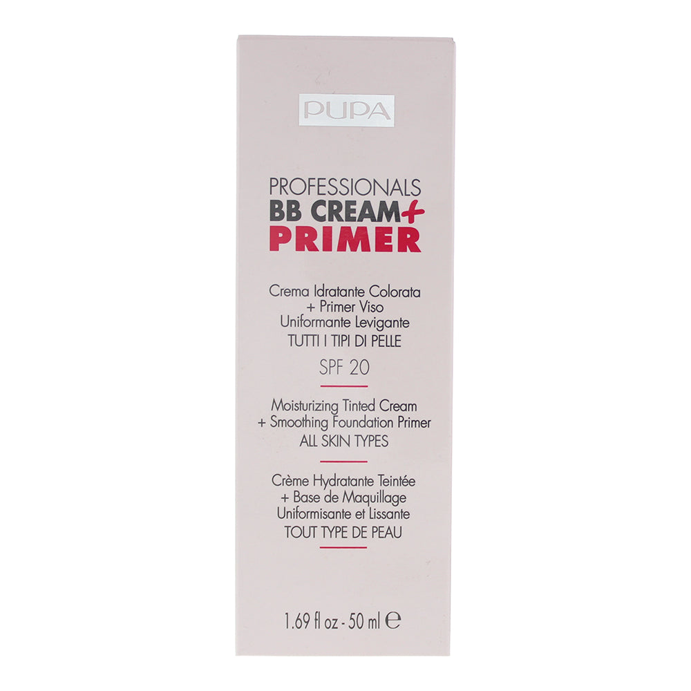 Pupa Professional BB Cream + Primer 001 Nude Tinted Cream 50ml All Skin Types - Box