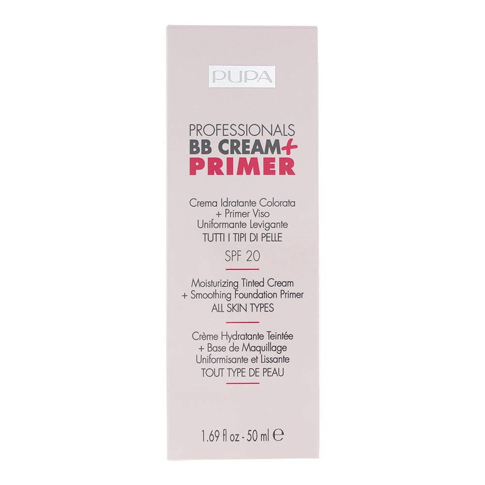 Pupa Professionals BB Cream + Primer 002 Sand SPF 20 Tinted Cream 50ml All Skin  - Box