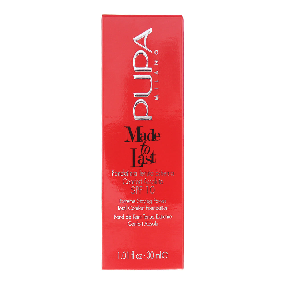 Pupa Made To Last 030 Natural Beige SPF 10 Foundation 30ml - Box