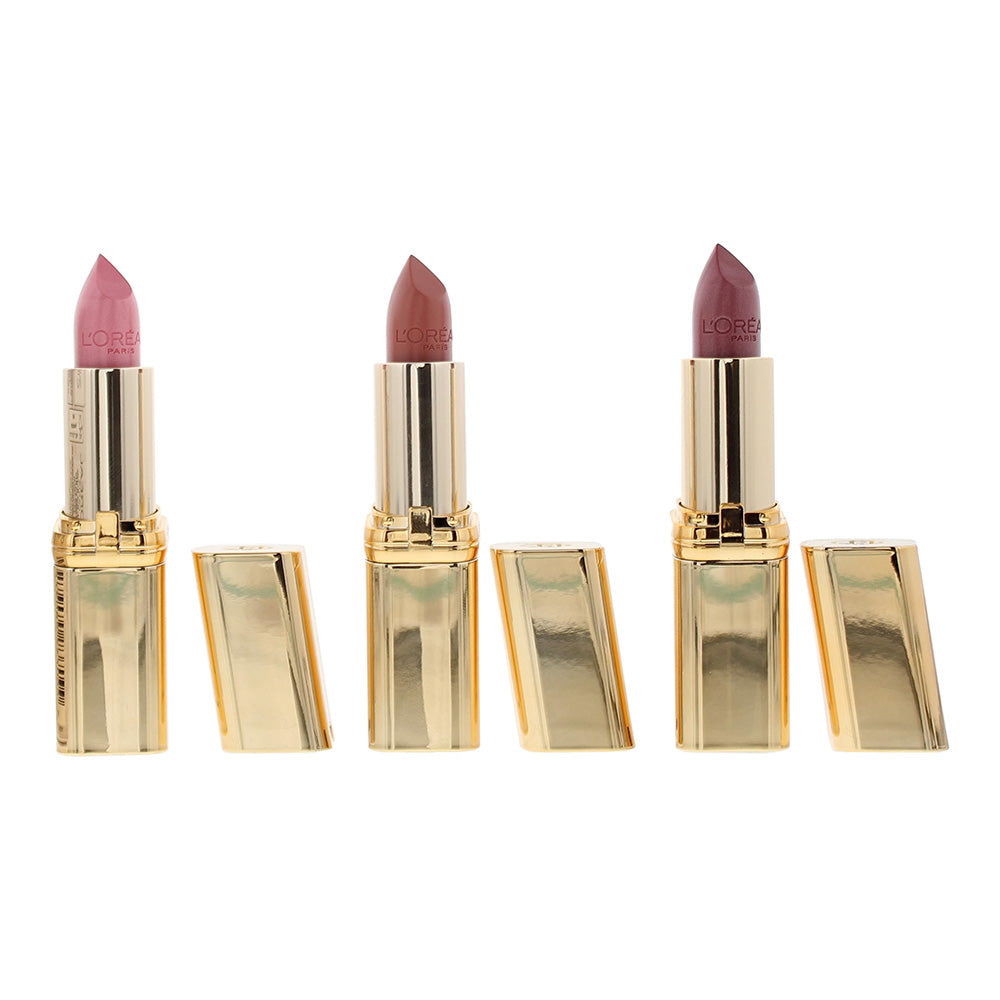 L'oreal Color Riche Satin 3 Piece Gift Set: Rose Tendre 303 Lipstick 4.8g - Nude 235 Lipstick 4.8g - Violet Saturne 214 Lipstick 4.8g - Product