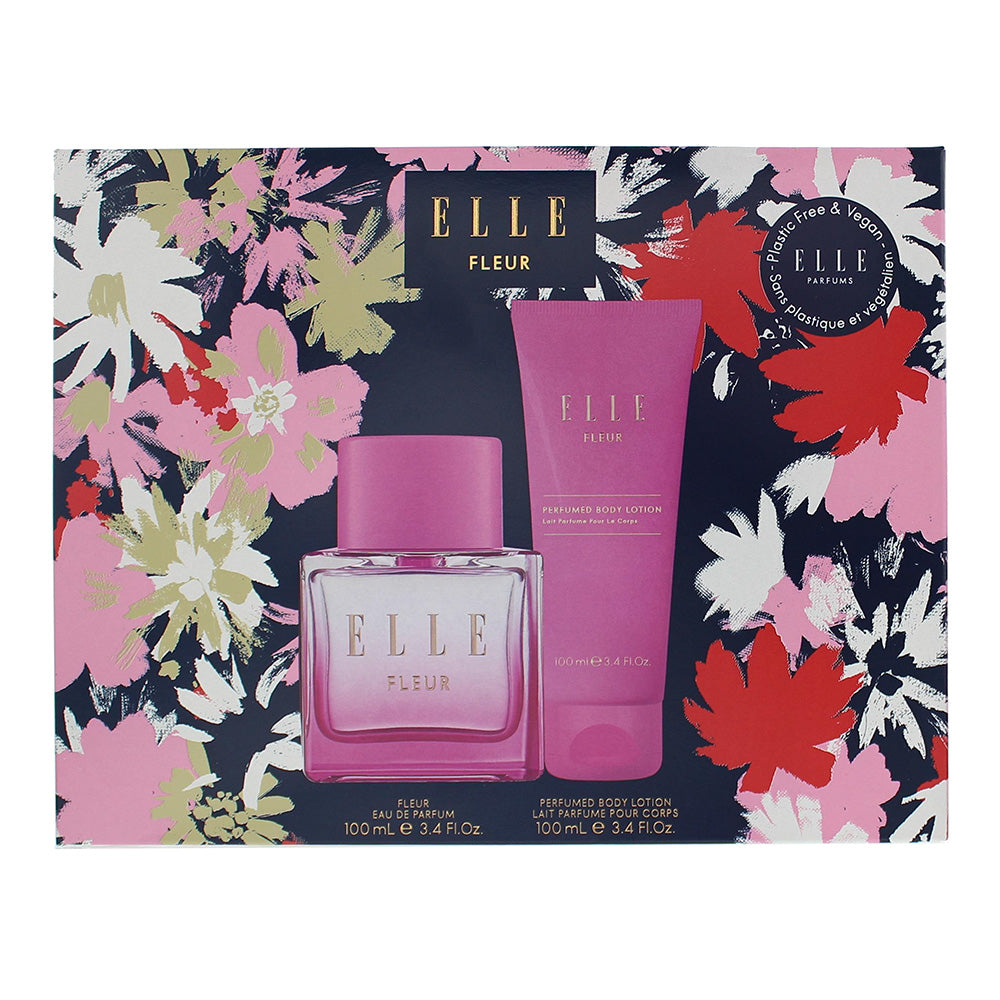Elle Fleur 2 Piece Gift Set: Eau de Parfum 100ml - Body Lotion 100ml - Box