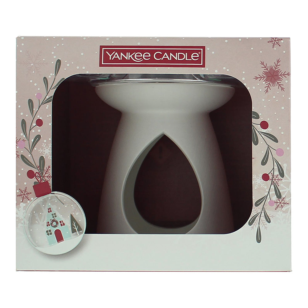 Yankee Candle 5 Piece Gift Set: Wax Melt Warmer - Snowflake Kisses Wax Melt 28g - Peppermint Pinwheels Wax Melt 28g - Snow Globe Wonderland Wax Melt 2 - Box