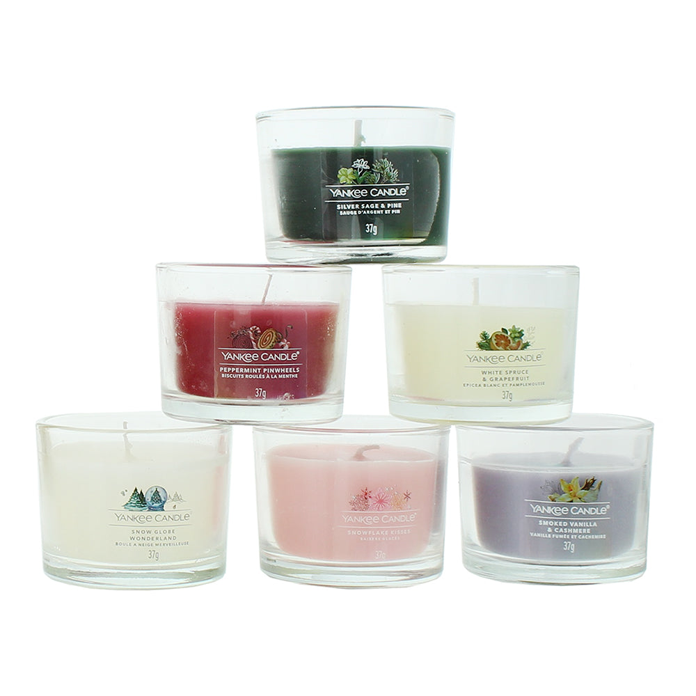 Yankee Candle 6 Piece Gift Set: Snow Globe Wonderland 37g - Peppermint Pinwheels - Product