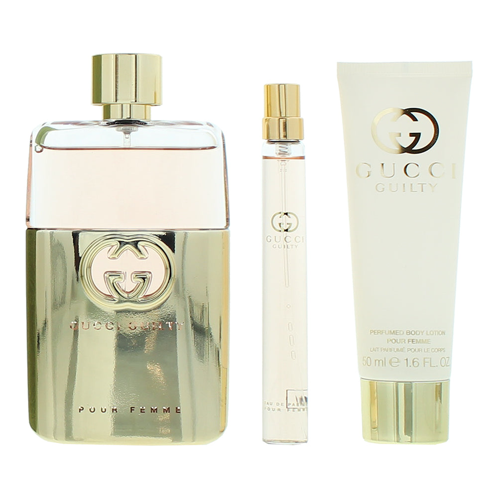 Gucci Guilty Pour Femme 3 Piece Gift Set: Eau de Parfum 90ml - Eau de Parfum 10m - Product