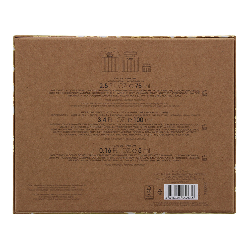 Chloé 3 Piece Gift Set: Eau de Parfum 75ml - Body Lotion 100ml - Eau de Parfum 5
