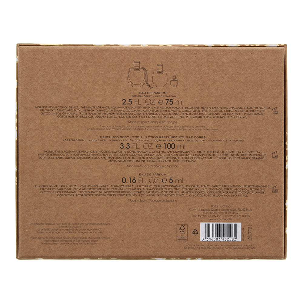 Chloé Nomade 3 Piece Gift Set: Eau de Parfum 75ml - Body Lotion 100ml - Eau de P