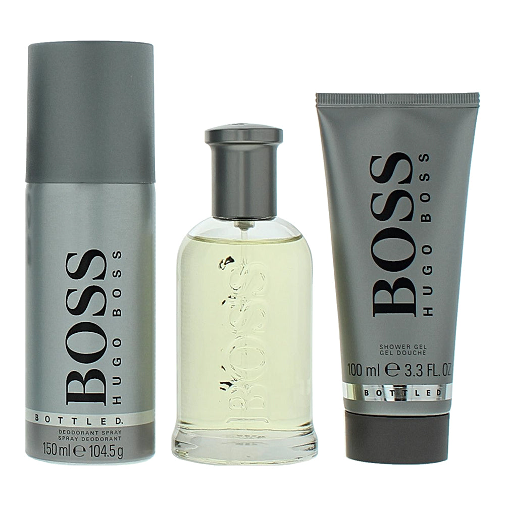 Hugo Boss Bottled 3 Piece Gift Set: Eau de Toilette 100ml - Shower Gel 100ml - D - Product