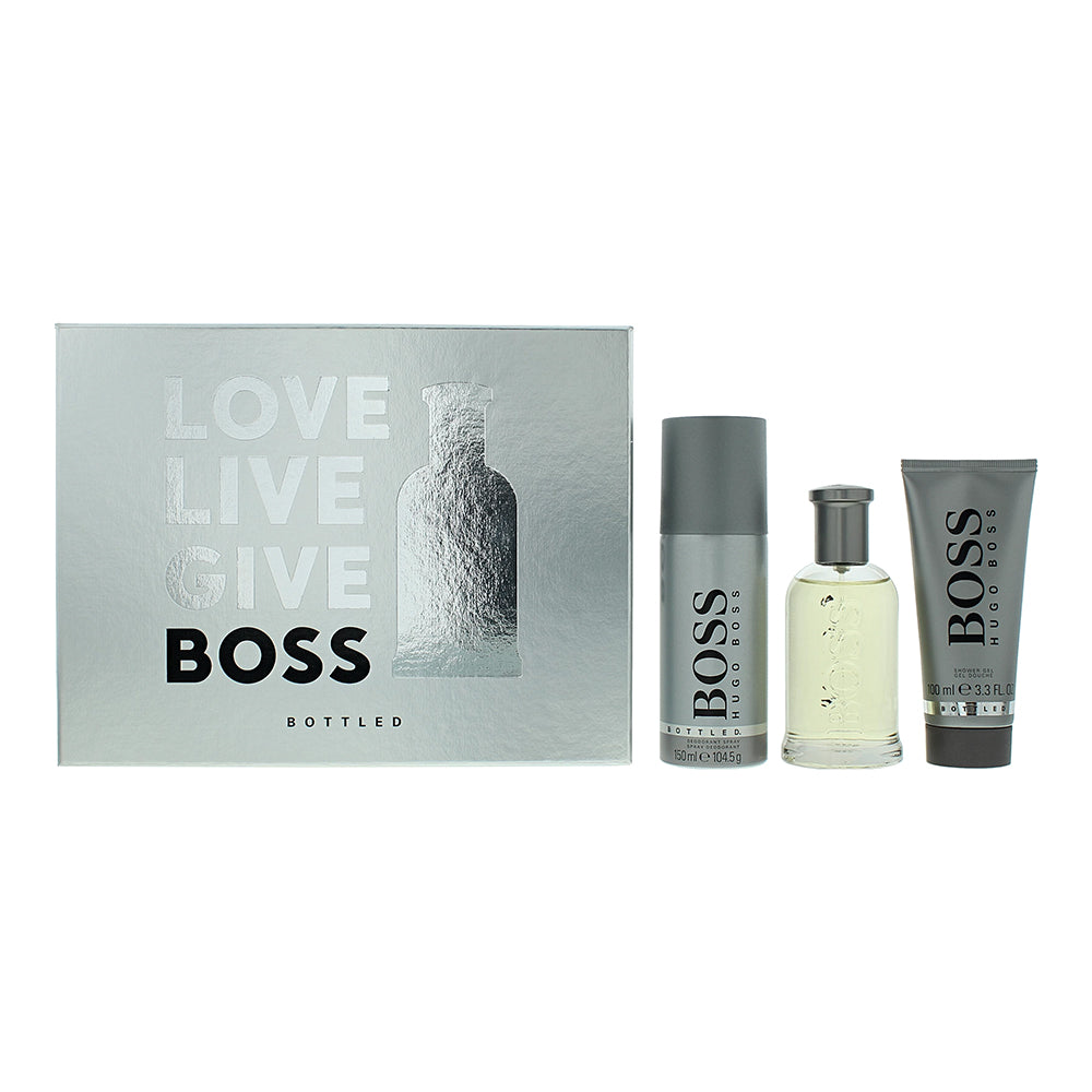 Hugo Boss Bottled 3 Piece Gift Set: Eau de Toilette 100ml - Shower Gel 100ml - Deodorant Spray 150ml