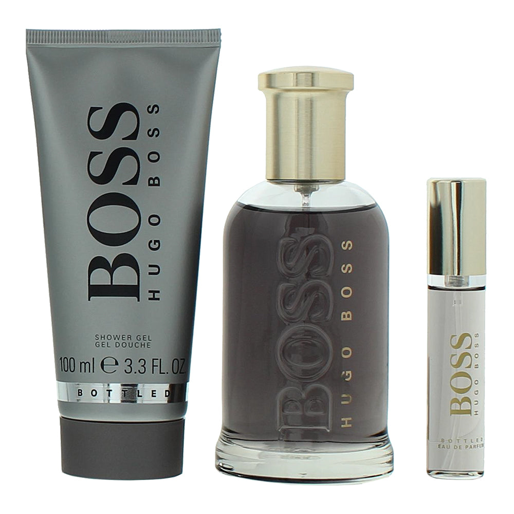 Hugo Boss Bottled 3 Piece Gift Set: Eau de Parfum 100ml - Eau de Parfum 10ml - S - Product