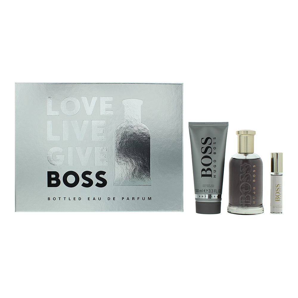 Hugo Boss Bottled 3 Piece Gift Set: Eau de Parfum 100ml - Eau de Parfum 10ml - Shower Gel 100ml