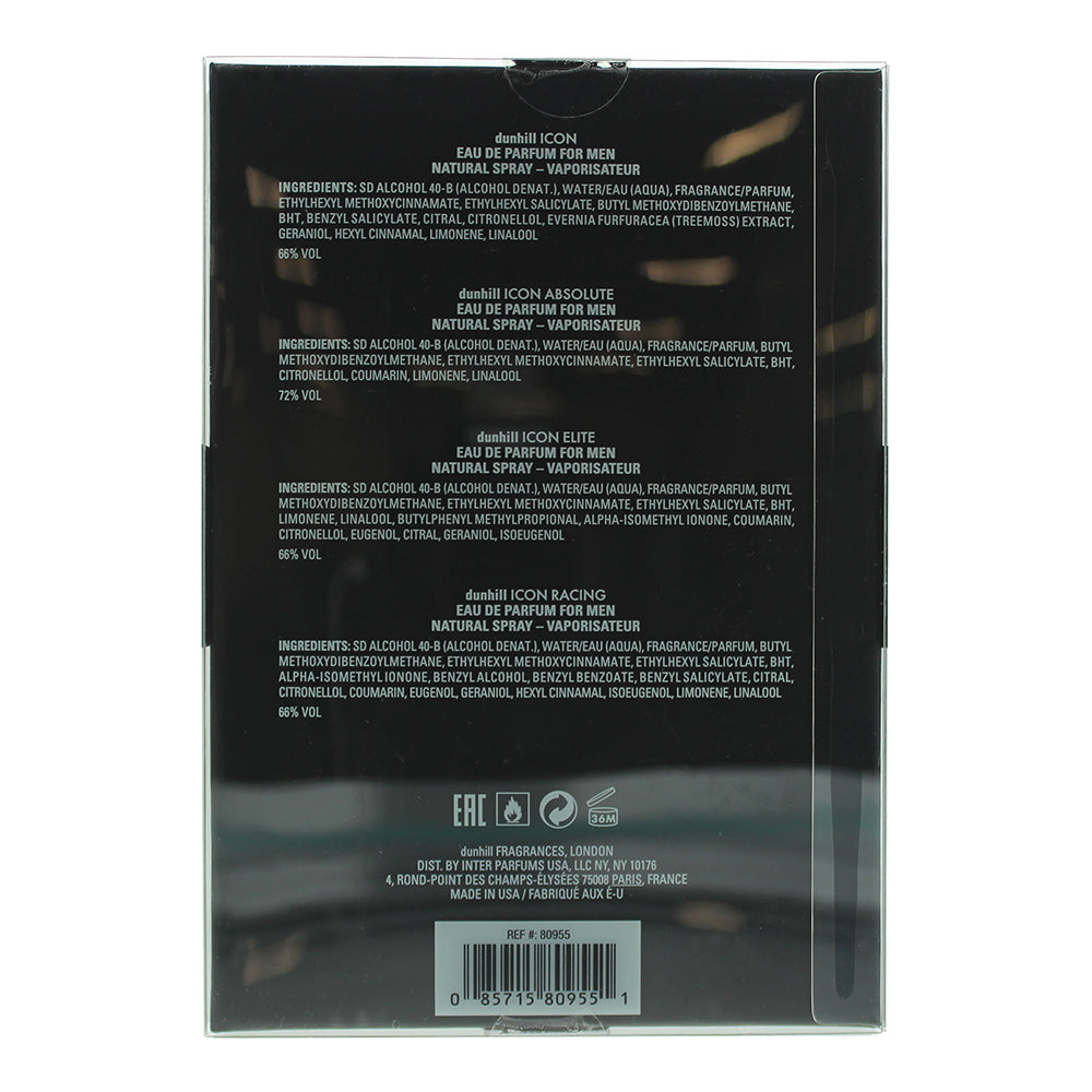 Dunhill Icon 4 Piece Gift Set: 4 x Eau De Parfum 7ml - Icon - Icon Absolute - Icon Elite - Icon Racing