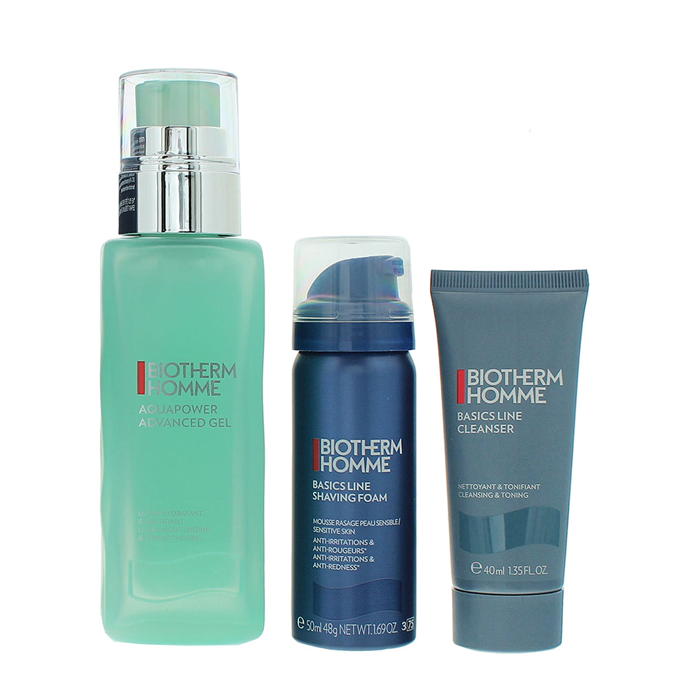 Biotherm Homme Aquapower 3 Piece Gift Set: Cleansing Gel 40ml - Shaving Foam 50 - Product