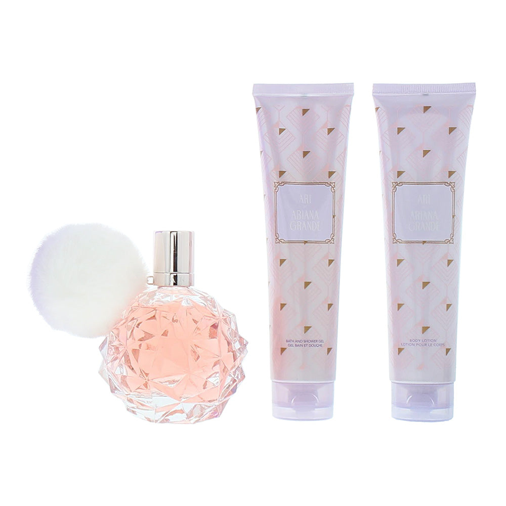 Ariana Grande Ari 3 Piece Gift Set: Eau de Parfum 100ml - Body Lotion 100ml - Ba - Product