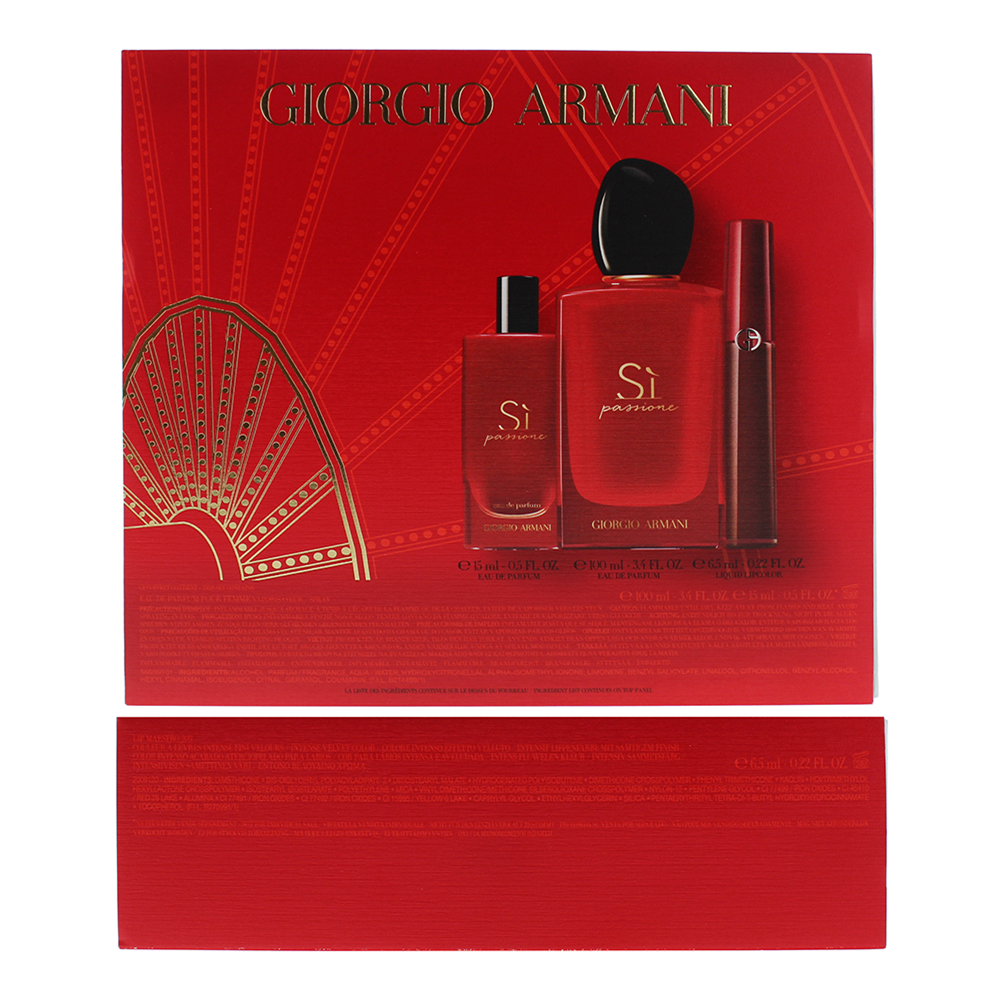 Giorgio Armani Si Passione 3 Piece Gift Set: Eau De Parfum 100ml - Eau De Parfum 15ml - Lipstick Maestro 209 3.5g