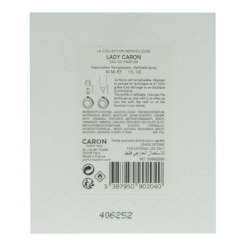 Caron Lady Caron Refillable Eau de Parfum 30ml - Ingredients