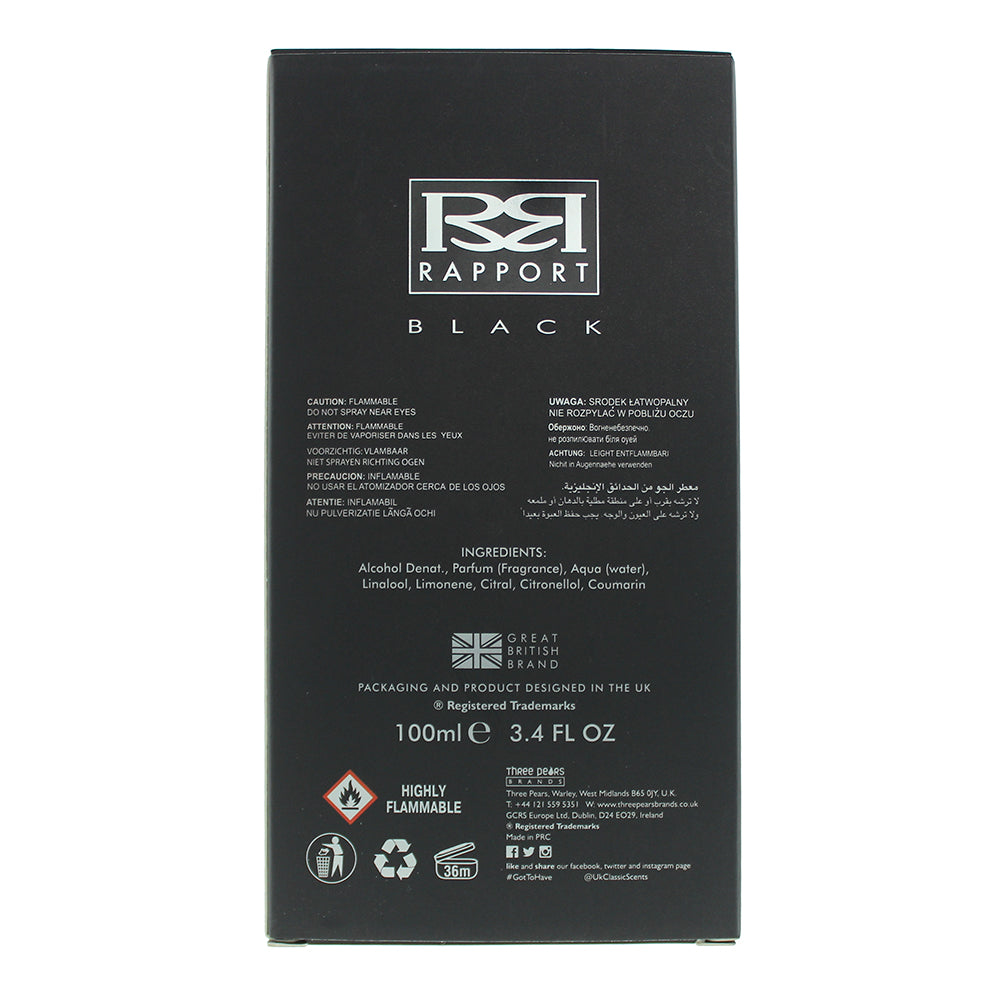 Rapport Black Eau de Toilette 100ml - Ingredients