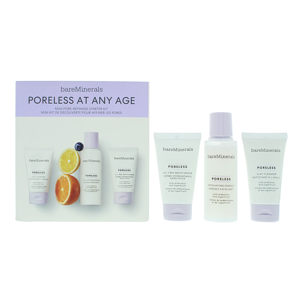 Bare Minerals Poreless At Any Age 3 Piece Gift Set: Clay Cleanser 30ml - Oil-Free Moisturiser 30ml - Exfoliating Essence 50ml