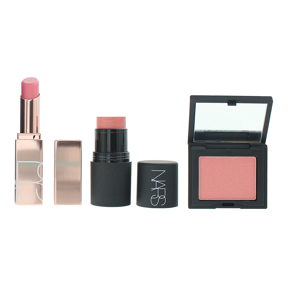 NARS Orgasm Triple Threat Cheek & Lip Set: Lip Balm 3g - Blush 2.5g - The Multiple 4g - Product