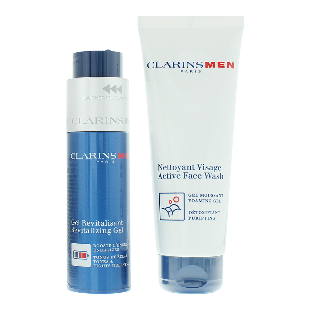 Clarins Men Revitalizing Essentials 2 Piece Gift Set: Face Wash 125ml - Gel 50ml - Product