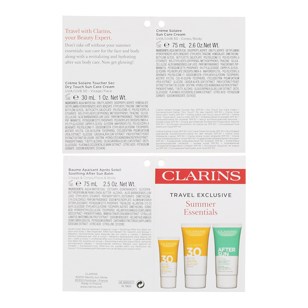 Clarins Summer Essentials Spf 30 3 Piece Gift Set: Sun Care Body Cream 75ml - Su