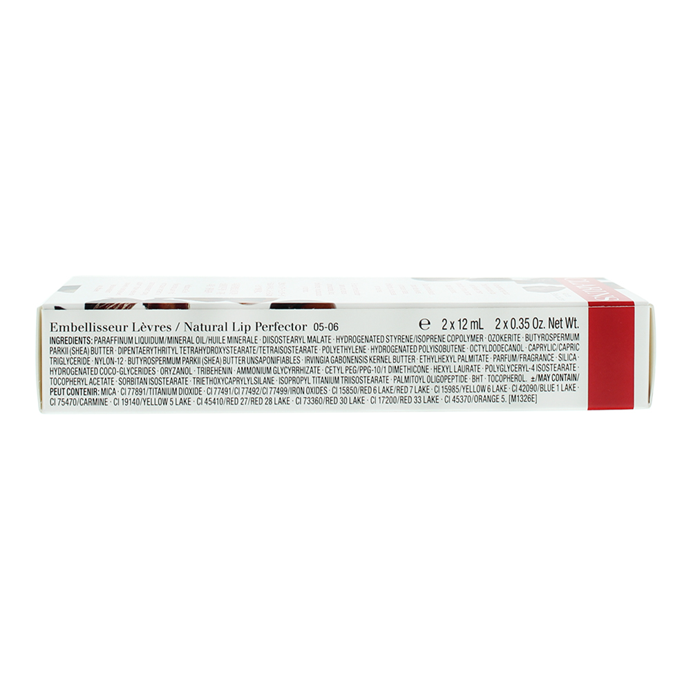 Clarins Lip Perfector 2 Piece Gift Set: 05 candy shimmer Lip Gloss 12ml - 06 ros