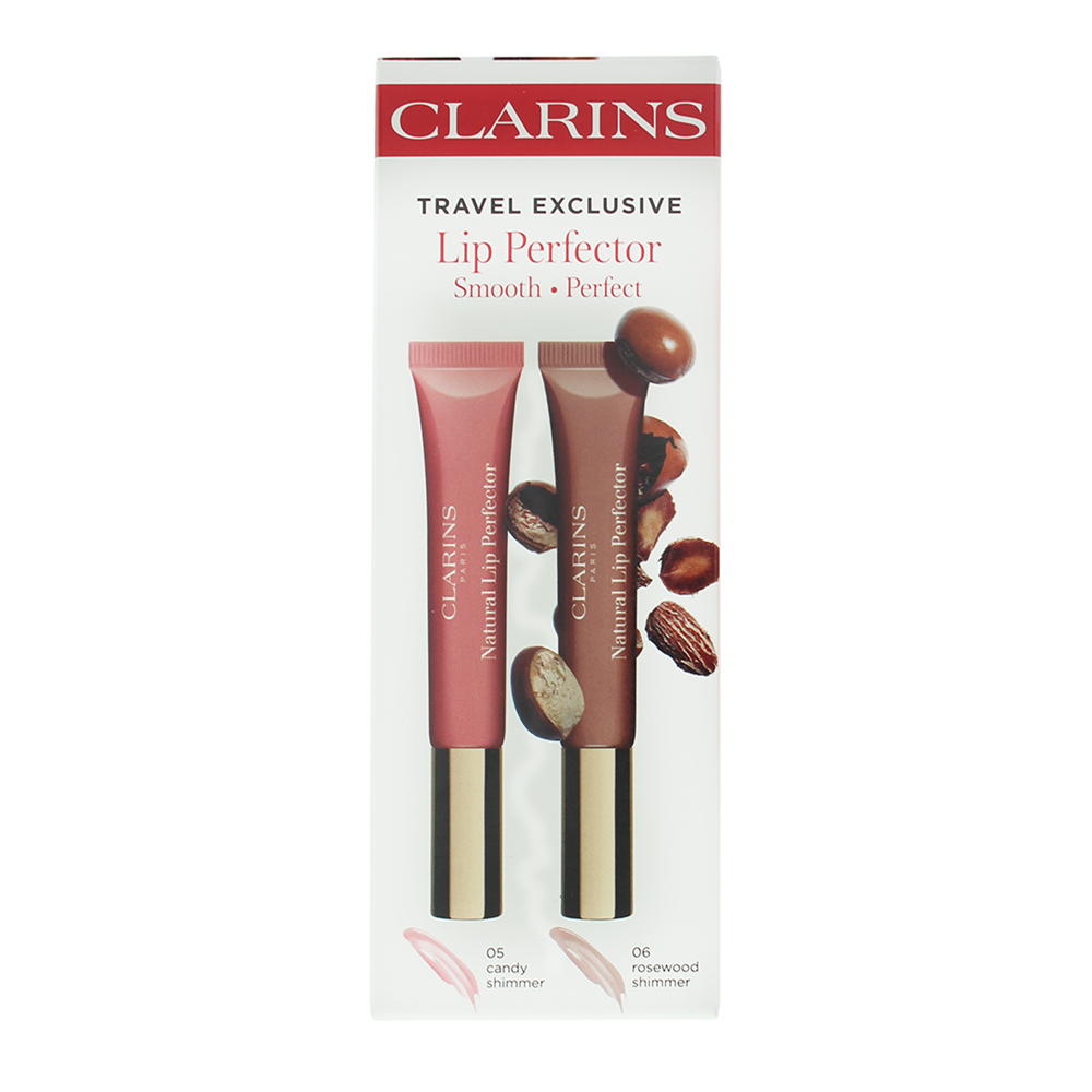 Clarins Lip Perfector 2 Piece Gift Set: 05 candy shimmer Lip Gloss 12ml - 06 ros - Box