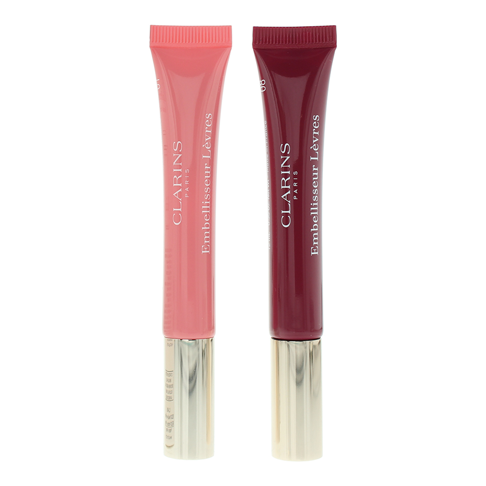 Clarins Lip Perfector 2 Piece Gift Set: 01 Rose Shimmer Lip Gloss 12ml - 08 Plum - Product