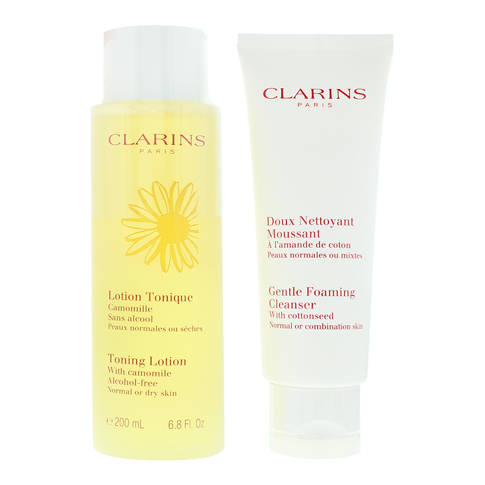 Clarins Everyday Cleansing 2 Piece Gift Set: Gentle Foaming Cleanser - Toning Lo - Product
