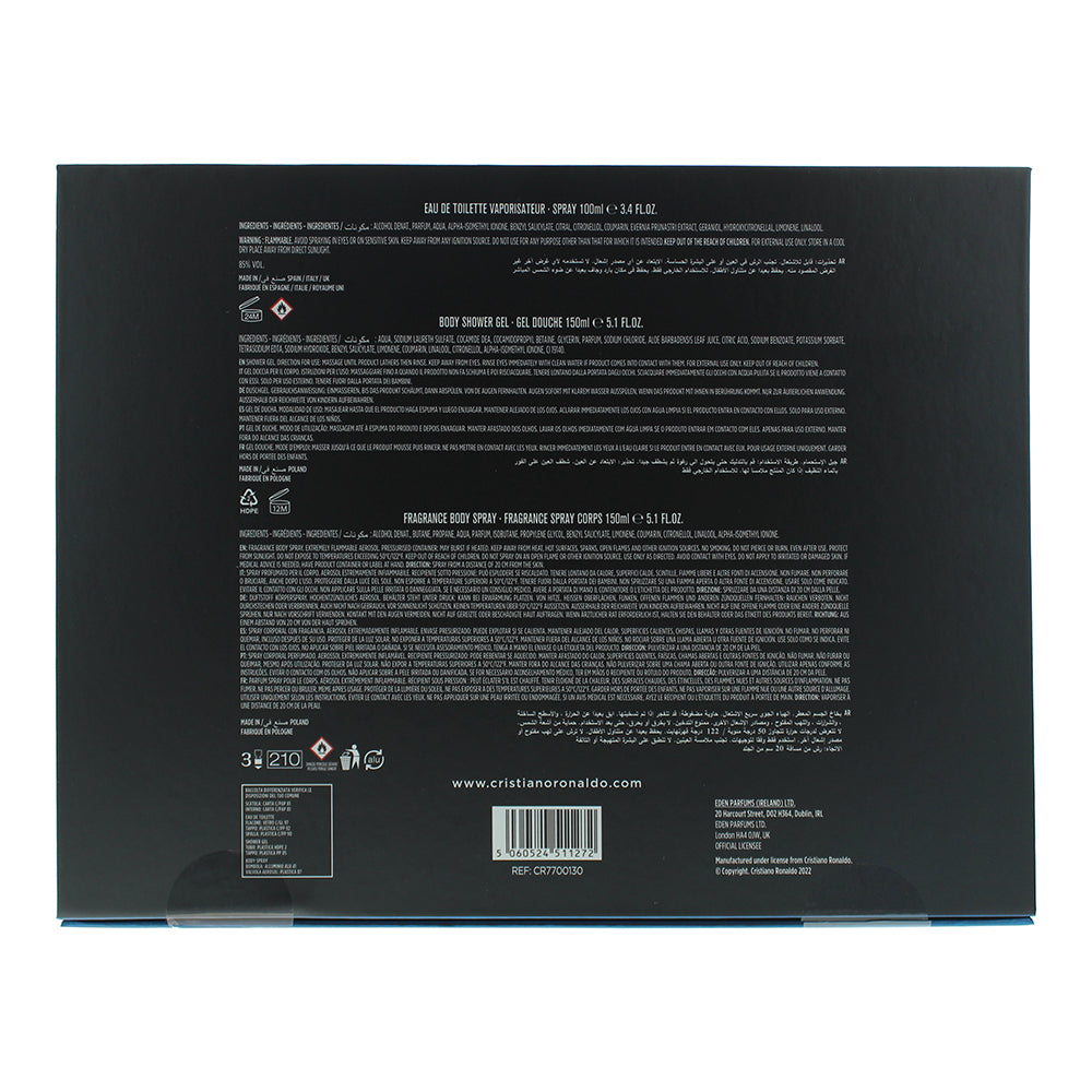 Cristiano Ronaldo Play It Cool 3 Piece Gift Set: Eau De Toilette 100ml - Shower Gel 150ml - Body Spray 150ml