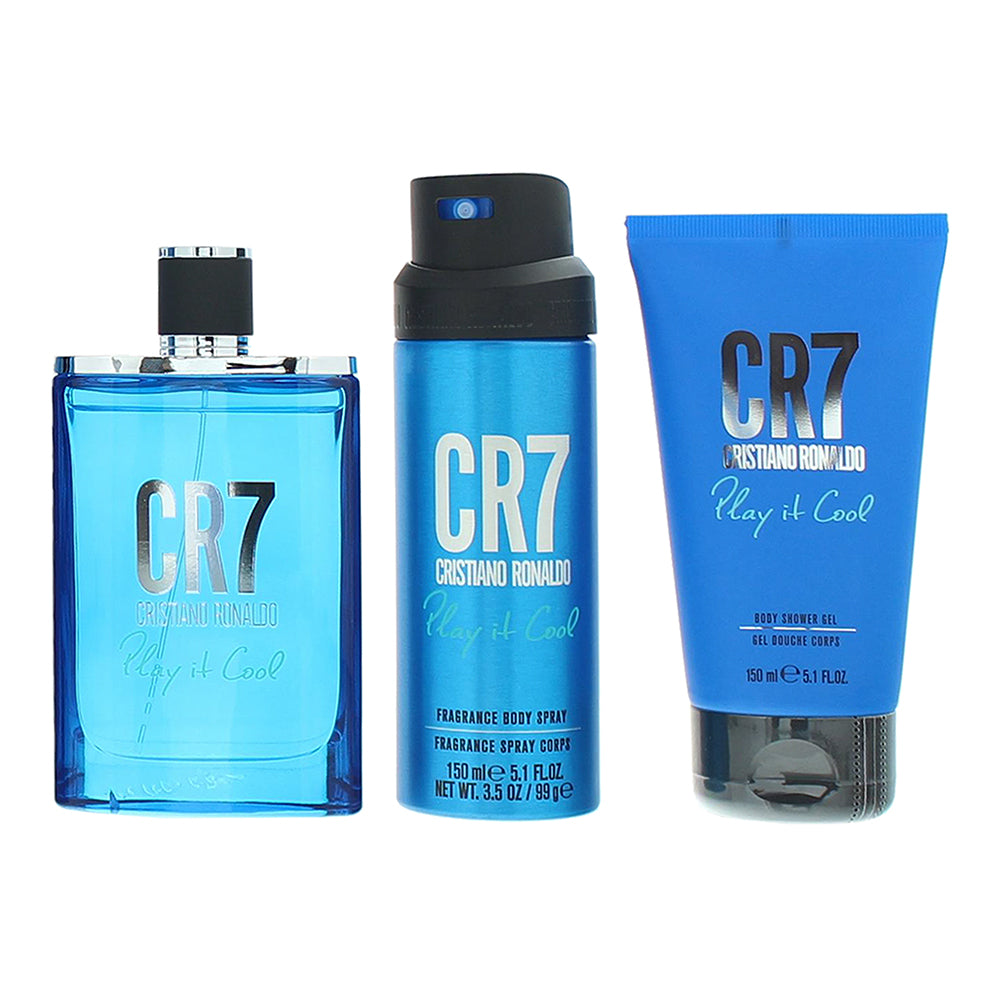 Cristiano Ronaldo Play It Cool 3 Piece Gift Set: Eau de Toilette 100ml - Shower Gel 150ml - Body Spray 150ml - Product