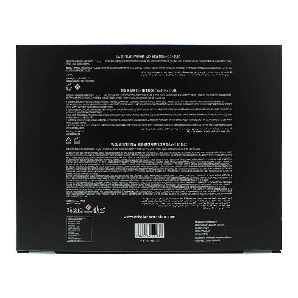 Cristiano Ronaldo Cr7 Game On 3 Piece Gift Set: Eau De Toilette 100ml - Shower Gel 150ml - Body Spray 150ml