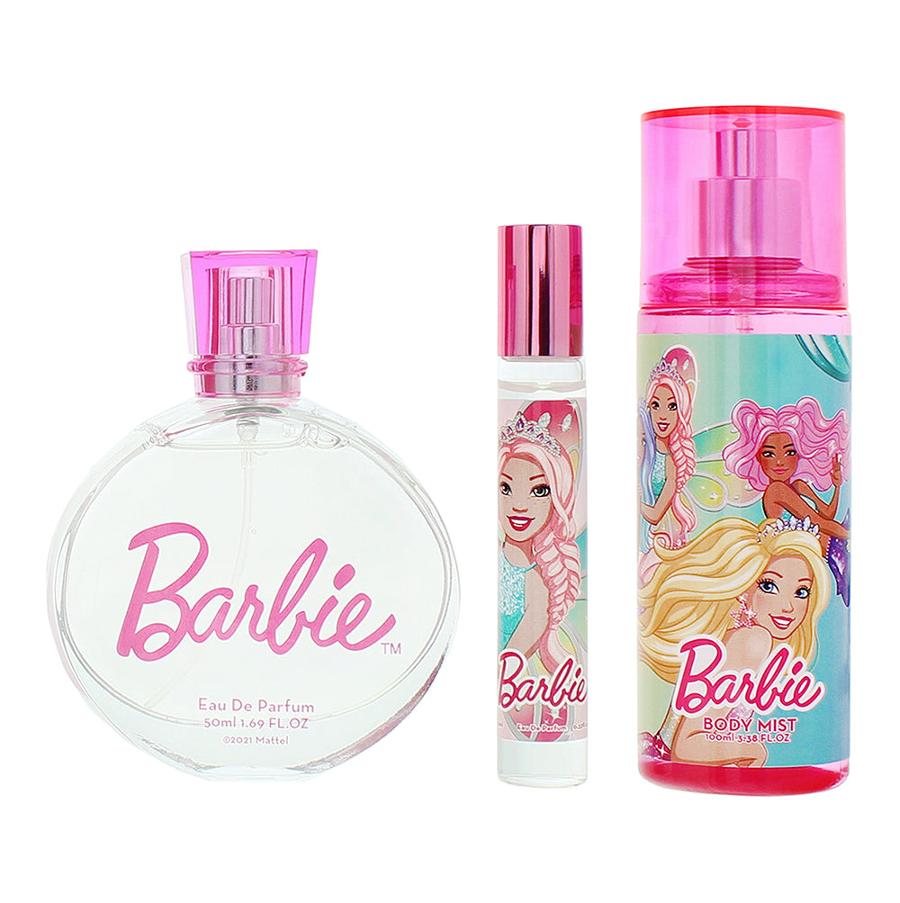 Disney Barbie 3 Piece Gift Set: Eau de Parfum 50ml - Roll-On Perfume 10ml - Body - Product
