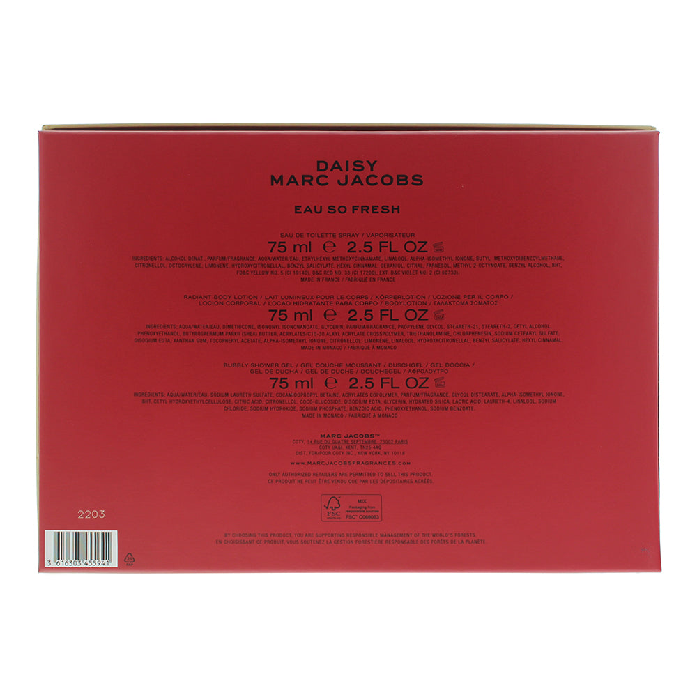 Marc Jacobs Daisy Eau So Fresh 3 Piece Gift Set: Eau de Toilette 75ml - Body Lot - Ingredients