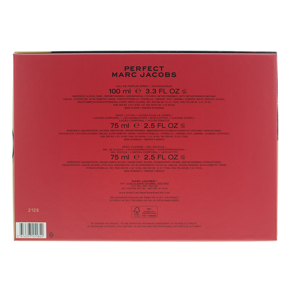 Marc Jacobs Perfect 3 Piece Gift Set: Eau de Parfum 100ml - Body Lotion 75ml - S - Ingredients
