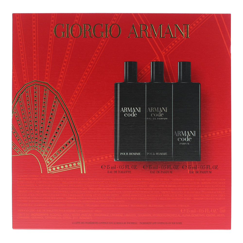 Giorgio Armani Code Pour Homme 3 Piece Gift Set: Eau de Toilette 15ml - Eau de P