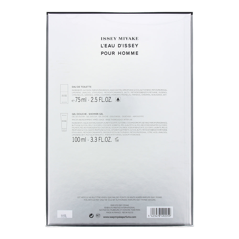 Issey Miyake L'eau D'issey Pour Homme 2 Piece Gift Set: Eau De Toilette 75ml - Shower Gel 100ml