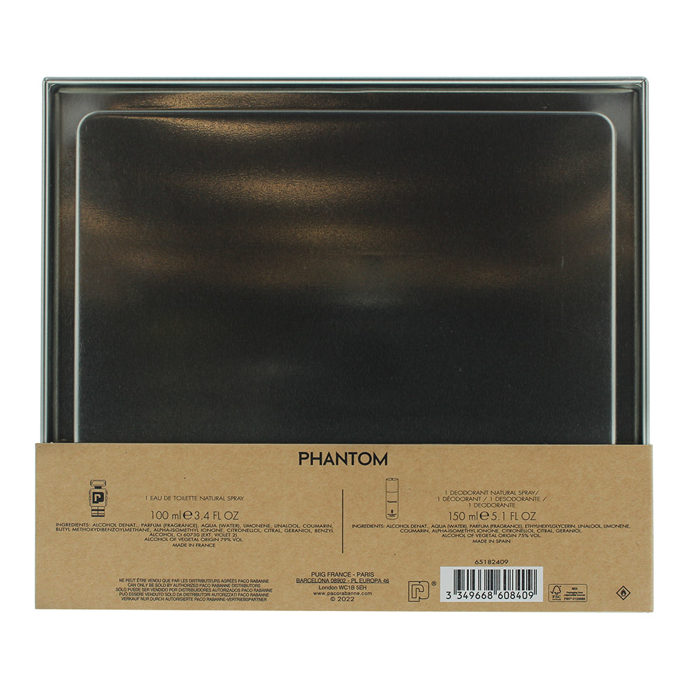 Paco Rabanne Phantom 2 Piece Gift Set: Eau De Toilette 100ml - Deodorant Spray 150ml
