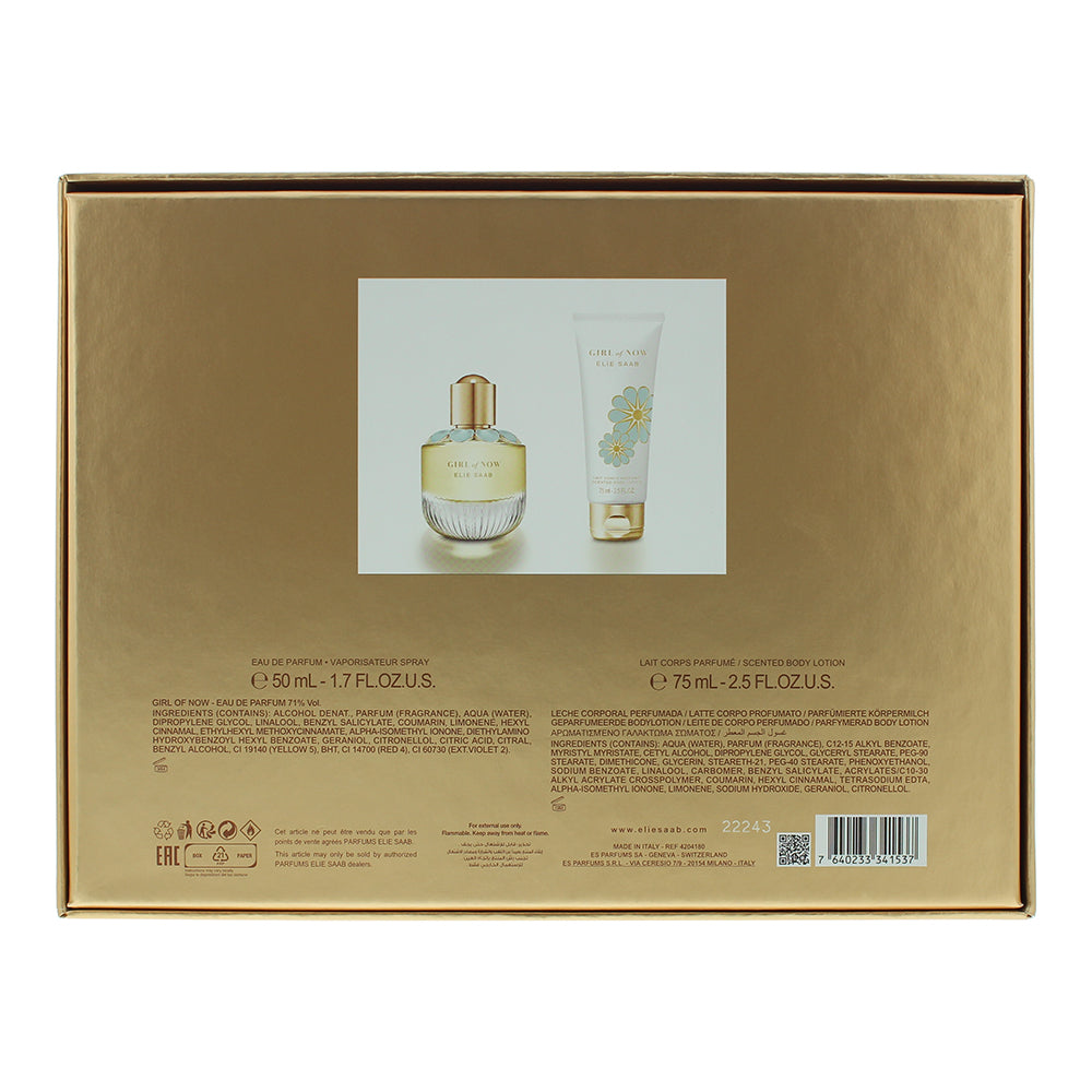 Elie Saab Girl Of Now 2 Piece Gift Set: Eau De Parfum 50ml - Scented Body Lotion 75ml