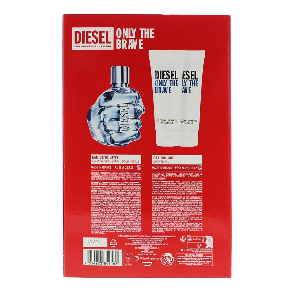 Diesel Only The Brave 3 Piece Gift Set: Eau de Toilette 75ml - 2 X Shower Gel 75ml