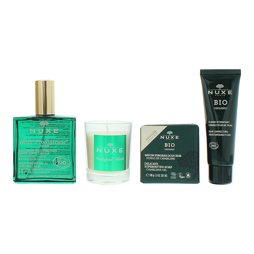 Nuxe The Certified Organic 4 Piece Gift Set: Moisturising Fluid 100ml - Body Oil 100ml - Soap 100g - Candle  - Product